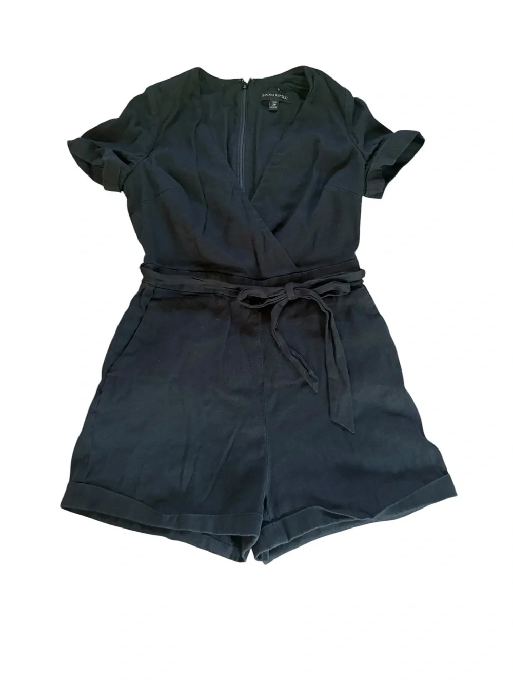 Banana Republic Black Linen Cotton Blend Romper Womens Size 2 Petite